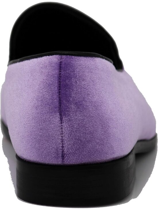Men\'s Plain Lavender Vintage Velvet Loafers Slip On Classic Tuxedo Dress Shoes main image 5